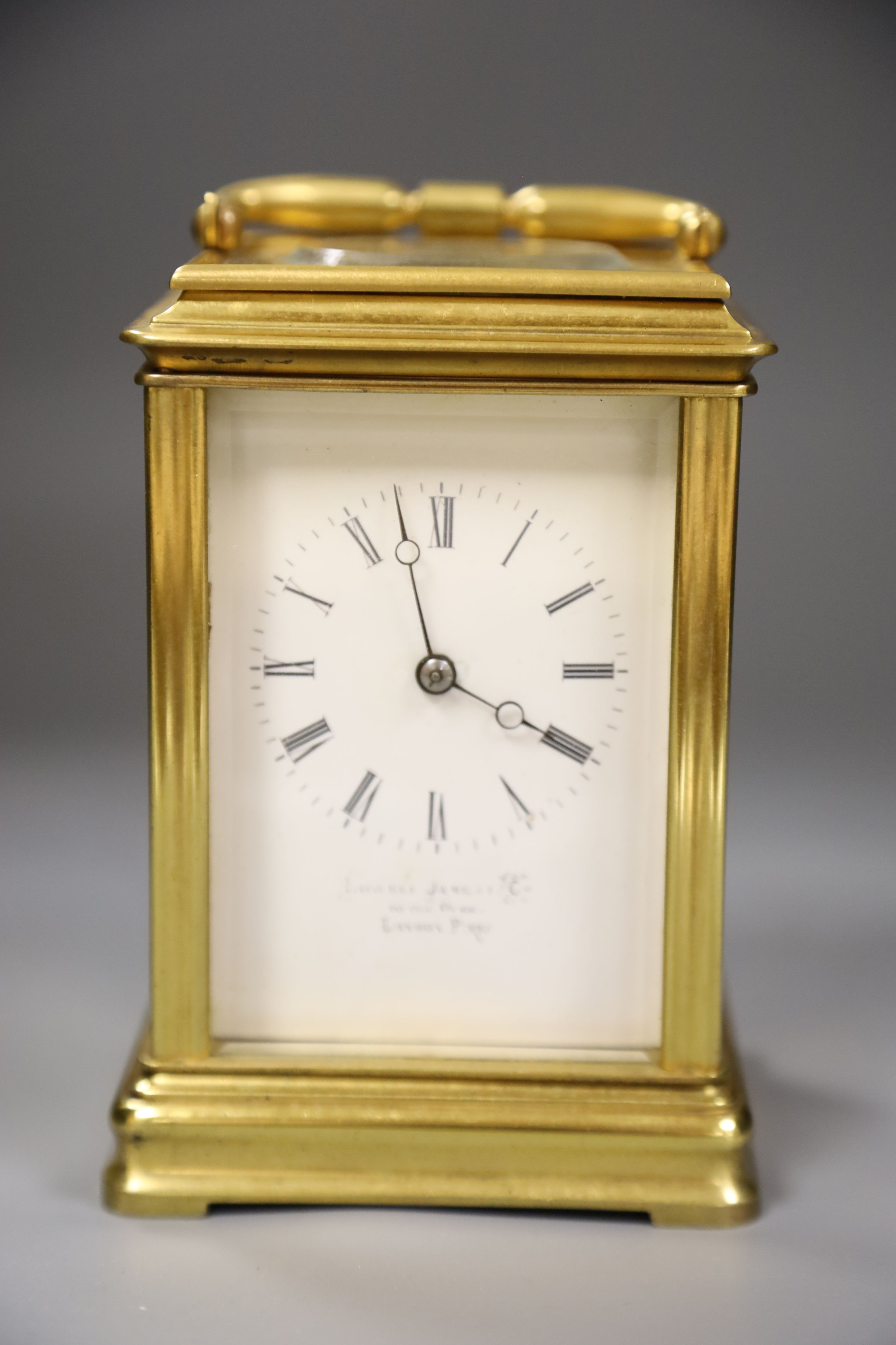 A large late 19th century French brass carriage clock, height 15cm